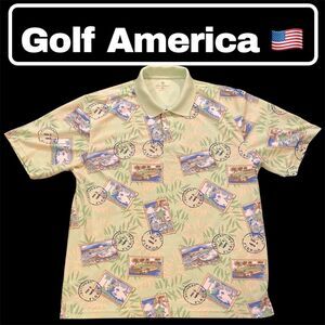 Golf America Polo Shirt Men’s Size XL Green PGA Masters Postal Stamp Card
